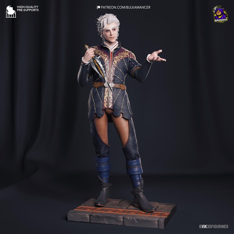 Astarion — Baldur's Gate 3 | 1/8 1/6 Scale Resin Figure | Unpainted or Hand-Painted | 3D Printed Fan Art | Collector Gift image 4