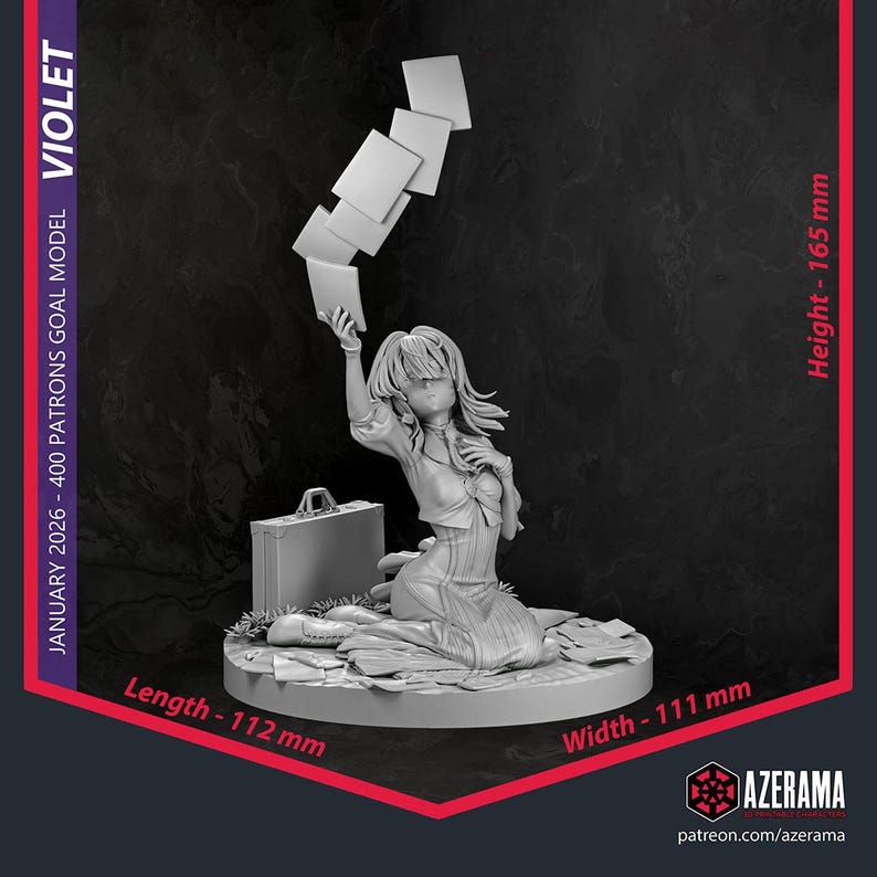 Violet Evergarden — Violet Evergarden | 1/8 1/6 Scale Resin Figure | Unpainted or Hand-Painted | 3D Printed Fan Art | Collector Gift image 7