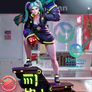 Rebecca — Cyberpunk | 1/8 1/6 Scale Resin Figure | Unpainted or Hand-Painted | 3D Printed Fan Art | Collector Gift image 3