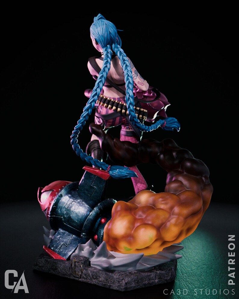 Jinx — League of Legends / Arcane / Figura de resina a escala 1/8 o 1/6 / Sin pintar o pintada a mano / Arte de fans impreso en 3D / Regalo de coleccionista imagen 6