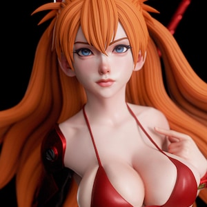 Asuka Langley — Neon Genesis Evangelion | 1/8 1/6 Scale Resin Figure | 3D Printed Fan Art | Unpainted Garage Kit | Collector Statue Gift image 1