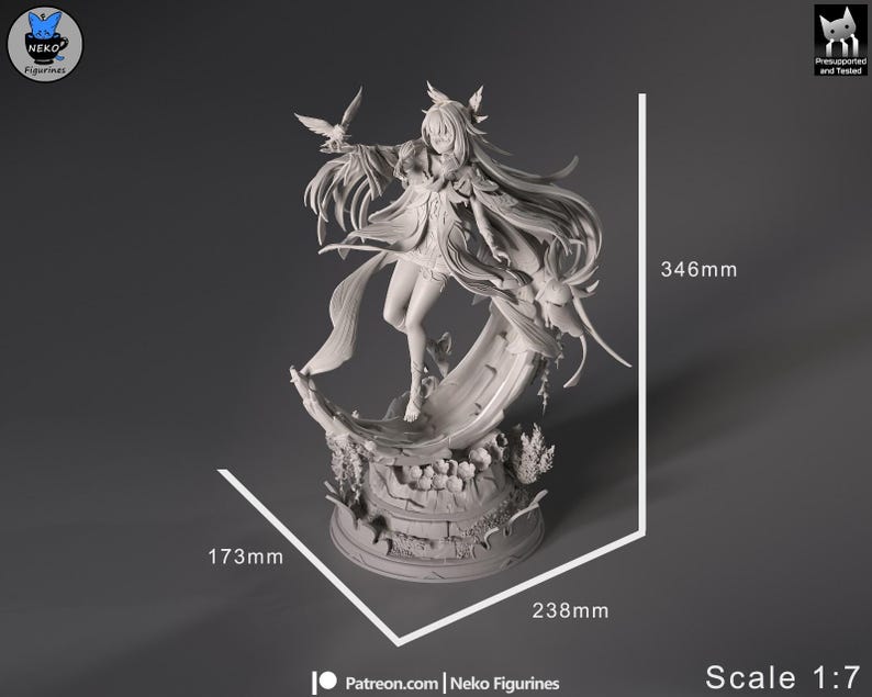 Columbina Genshin Impact Resin Figure, 1/8 1/6 Scale Resin Statue, Unpainted Garage Kit or Hand Painted, 3D Printed Collectible image 7