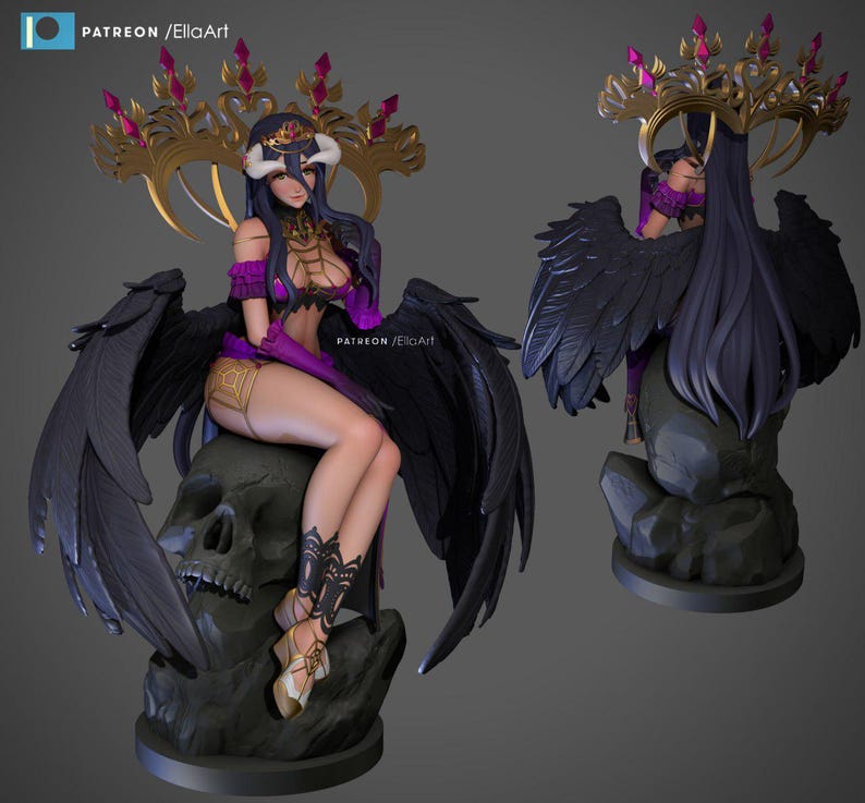 Albedo — Overlord | Harsfiguur schaal 1/8 1/6 | Ongeverfd of handgeschilderd | 3D-geprinte fanart | Verzamelaarscadeau afbeelding 3