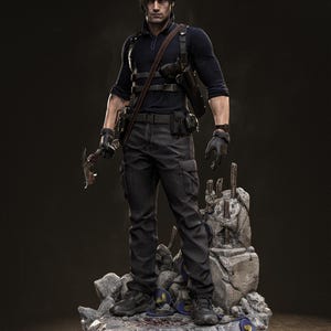 Leon S. Kennedy Resident Evil Resin Figure – 1/8 1/6 Scale 3D Printed Fan Art Statue | Collector Gift image 6
