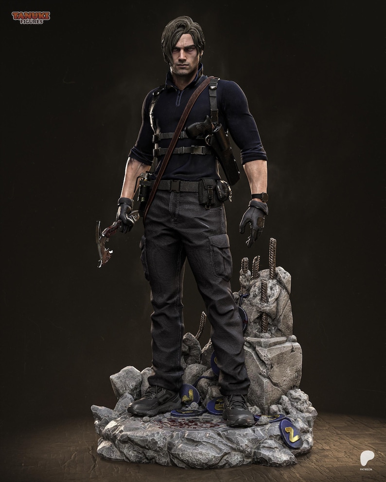 Leon S. Kennedy Resident Evil Resin Figure – 1/8 1/6 Scale 3D Printed Fan Art Statue | Collector Gift image 6