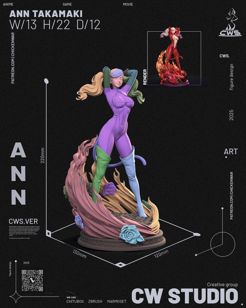 Ann Takamaki Persona 5 Resin Figure – 1/8 1/6 Scale 3D Printed Fan Art Statue | Collector Gift image 7