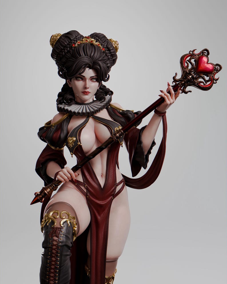 Queen of Hearts Resin Figure – Alice in Wonderland Fan Art Statue (1/8 1/6 Scale) | Collector Gift image 1