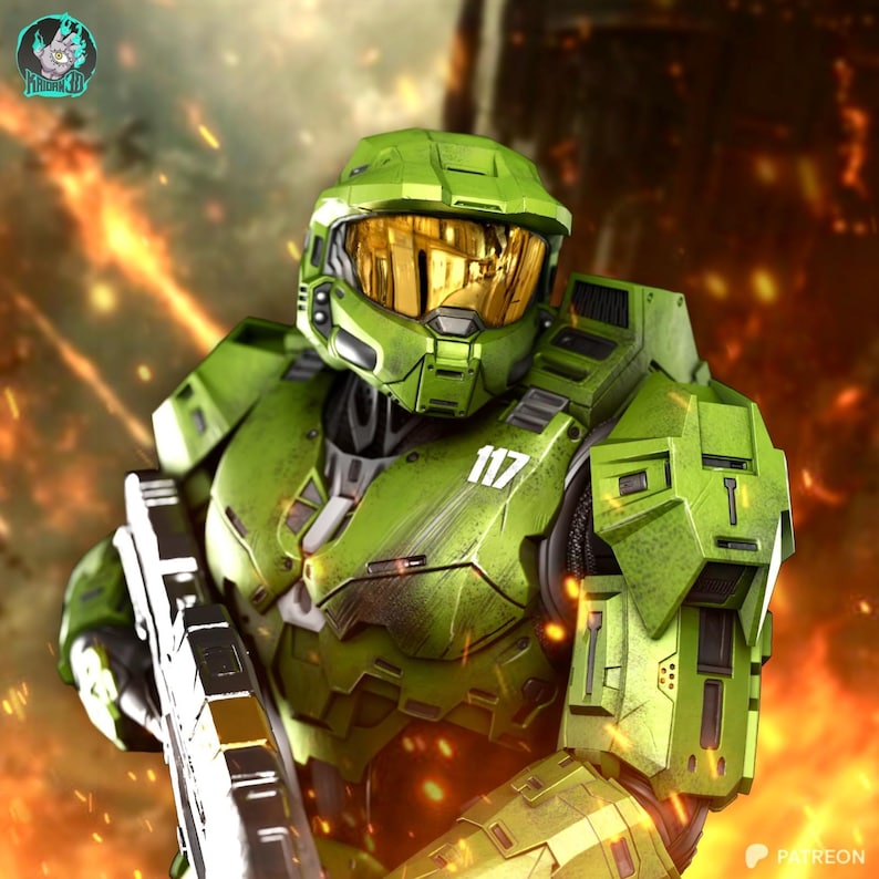 Master Chief Halo Resin Figure – 3D Printed Fan Art Collector Statue (1/8 1/6 Scale) | Collector Gift image 2