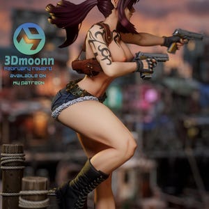 Revy Black Lagoon Resin Figure – 1/8 1/6 Scale 3D Printed Fan Art Statue | Collector Gift image 3