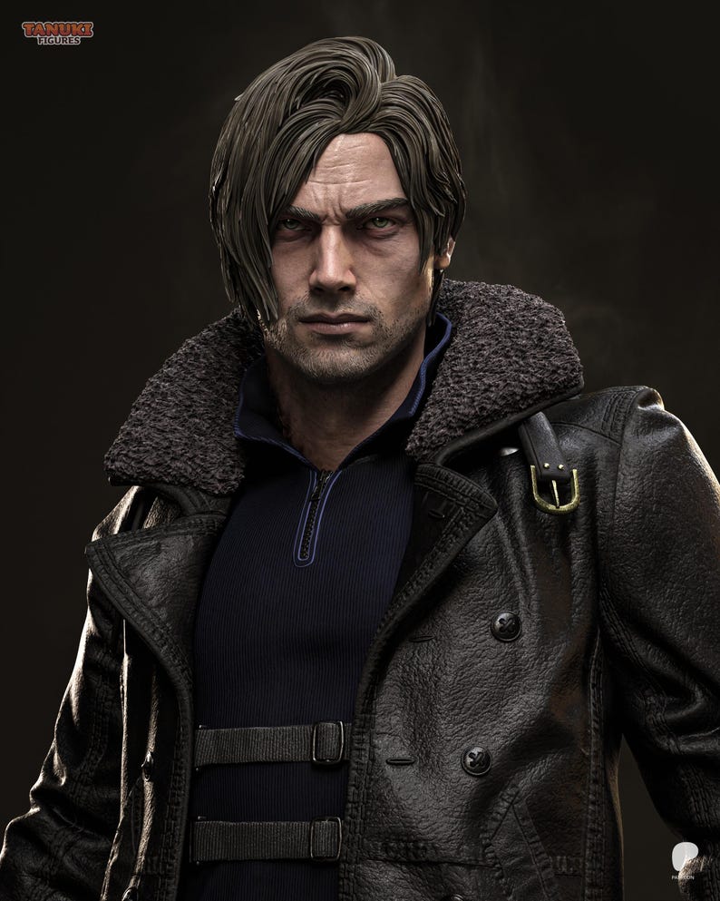 Leon S. Kennedy Resident Evil Resin Figure – 1/8 1/6 Scale 3D Printed Fan Art Statue | Collector Gift image 1