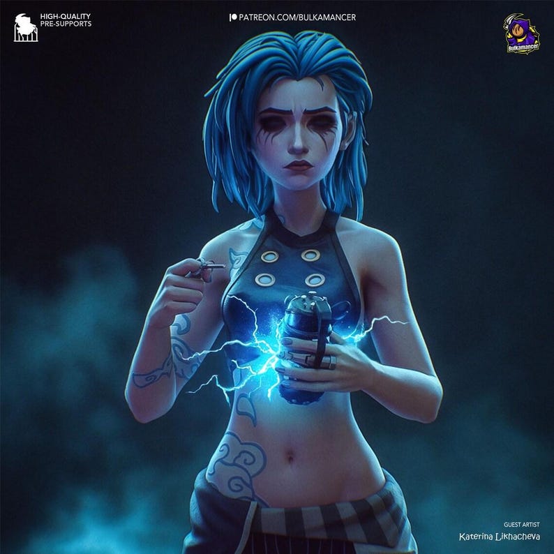Jinx — Arcane / League of Legends | 1/8 1/6 Scale Resin Figure | Unpainted or Hand-Painted | 3D Printed Fan Art | Collector Gift image 5