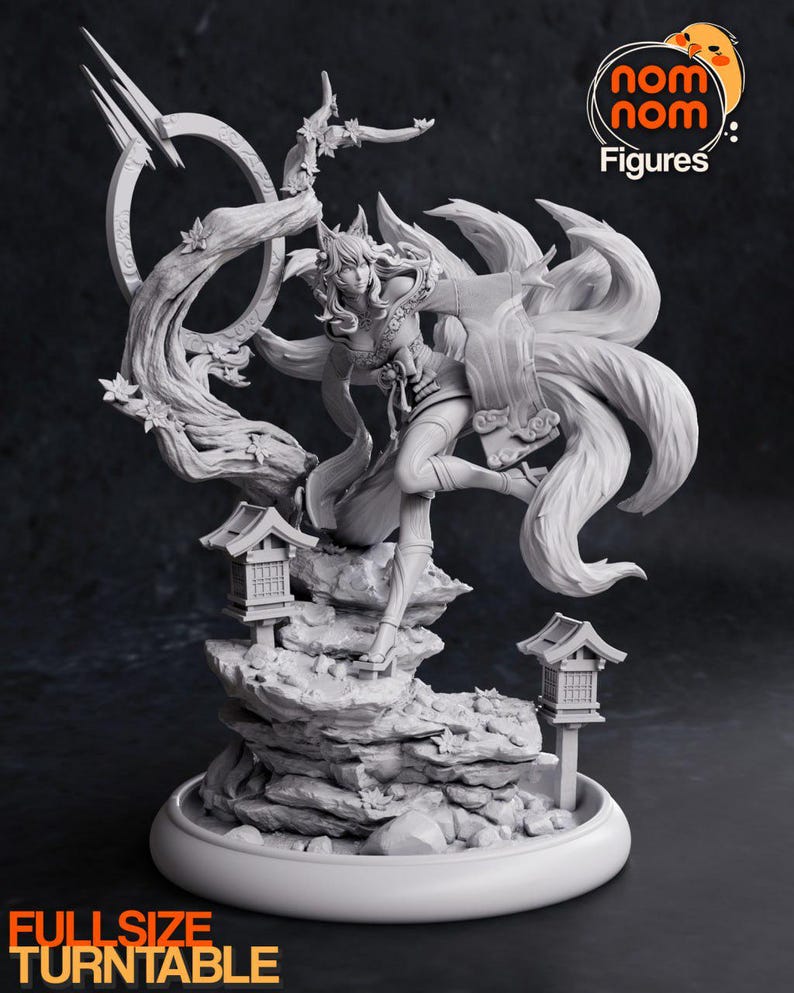 Ahri League of Legends en résine - Statue de fan art imprimée en 3D à l'échelle 1/8 1/6 | Cadeau de collection image 6