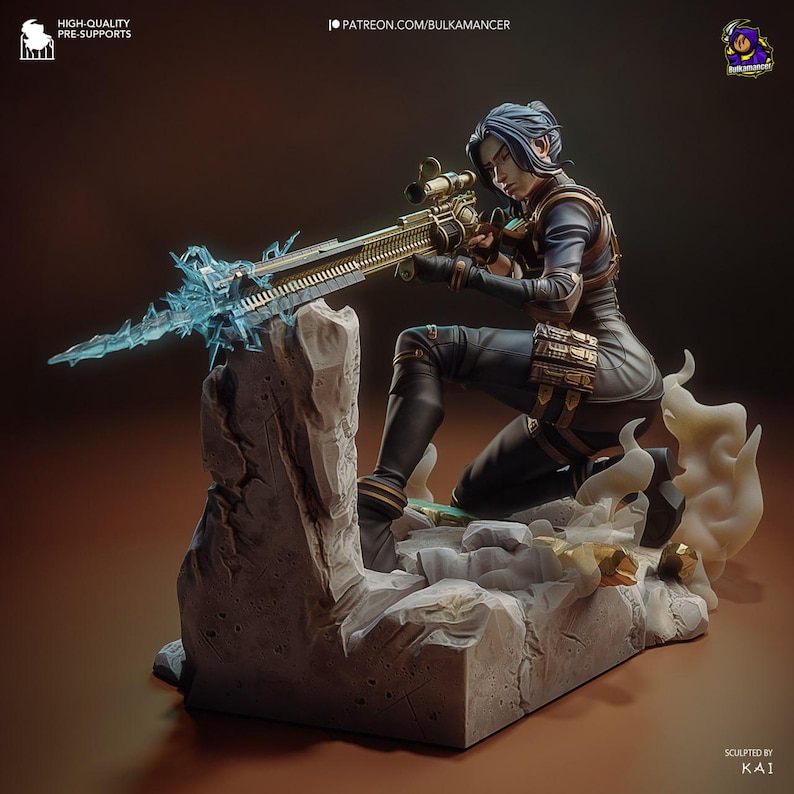 Caitlyn Arcane League of Legends Resin Figure – 1/8 1/6 Scale 3D Printed Statue | Collector Gift image 3