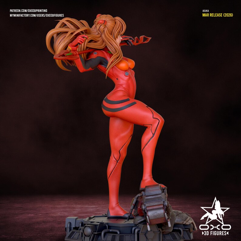 Asuka Langley — Neon Genesis Evangelion | 1/8 1/6 Scale Resin Figure | Unpainted or Hand-Painted | 3D Printed Fan Art | Collector Gift image 6