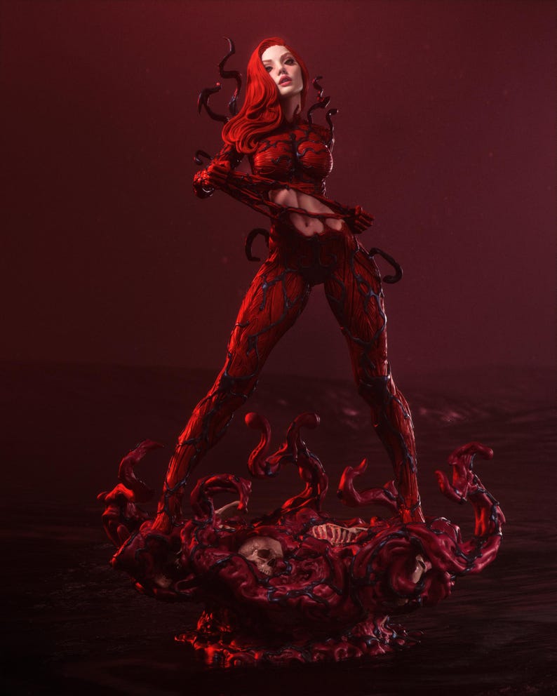Carnage — Marvel / Figura de resina a escala 1/8 y 1/6 / Sin pintar o pintada a mano / Arte de fans impreso en 3D / Regalo de coleccionista imagen 1