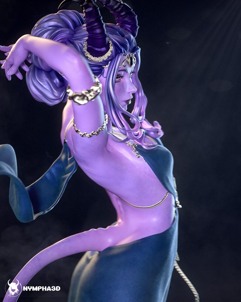 Tiefling Girl — Dungeons & Dragons | 1/8 1/6 Scale Resin Figure | Unpainted or Hand-Painted | 3D Printed Fan Art | Collector Gift image 4