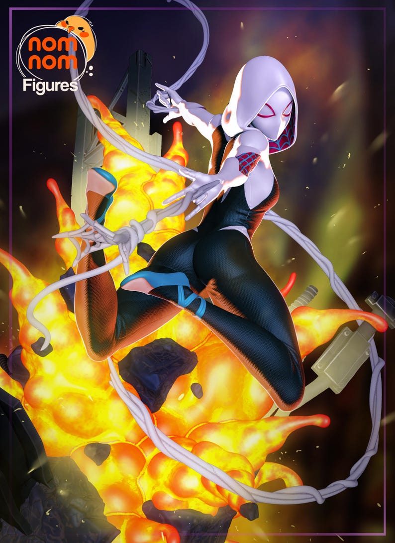 Spider Gwen Into The Spider Verse Project | Resinfigur i skala 1/8 och 1/6 | Omålad eller handmålad | 3D-utskriven fankonst | Samlargåva bild 4