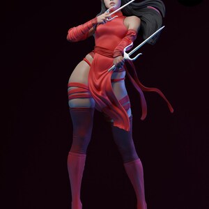 Elektra — Marvel | Harsfiguur schaal 1/8 1/6 | 3D-geprinte fanart | Ongeverfde garagekit | Verzamelaarsstandbeeld | Verzamelaarscadeau afbeelding 7