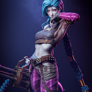 Jinx — League of Legends / Arcane | 1/8 1/6 Scale Resin Figure | Unpainted or Hand-Painted | 3D Printed Fan Art | Collector Gift image 1