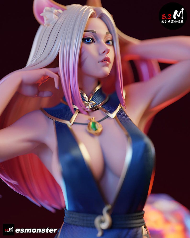 Ahri — League of Legends | Harsfiguur schaal 1/8 1/6 | Ongeverfd of handgeschilderd | 3D-geprinte fanart | Verzamelaarscadeau afbeelding 4