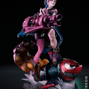 Jinx — League of Legends / Arcane / Figura de resina a escala 1/8 o 1/6 / Sin pintar o pintada a mano / Arte de fans impreso en 3D / Regalo de coleccionista imagen 4