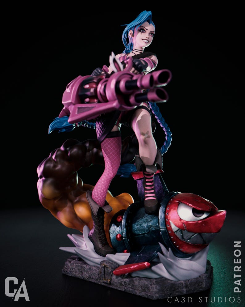 Jinx — League of Legends / Arcane / Figura de resina a escala 1/8 o 1/6 / Sin pintar o pintada a mano / Arte de fans impreso en 3D / Regalo de coleccionista imagen 4