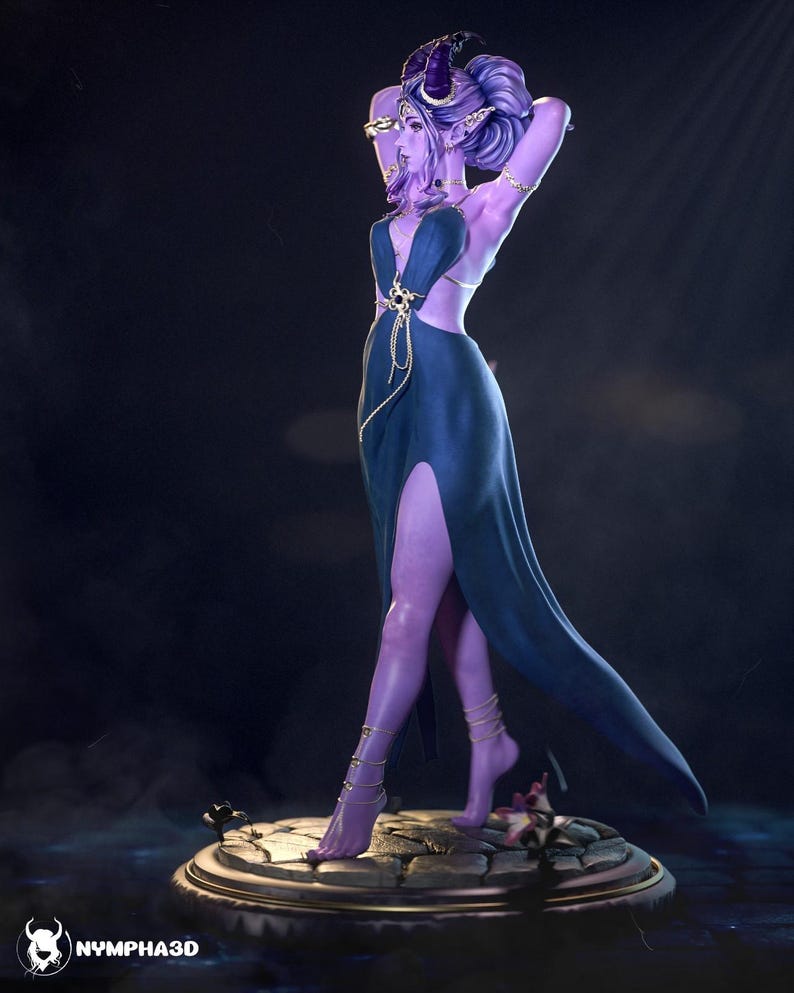 Tiefling Girl — Dungeons & Dragons | 1/8 1/6 Scale Resin Figure | Unpainted or Hand-Painted | 3D Printed Fan Art | Collector Gift image 5