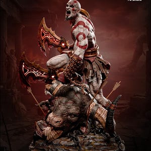 Figura de resina de Kratos de God of War – Escala 1/8 1/6 Estatua de fan art impresa en 3D / Regalo de coleccionista imagen 9
