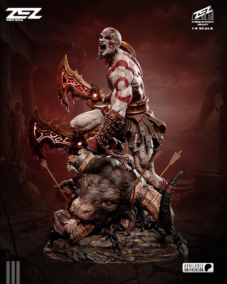 Figura de resina de Kratos de God of War – Escala 1/8 1/6 Estatua de fan art impresa en 3D / Regalo de coleccionista imagen 9