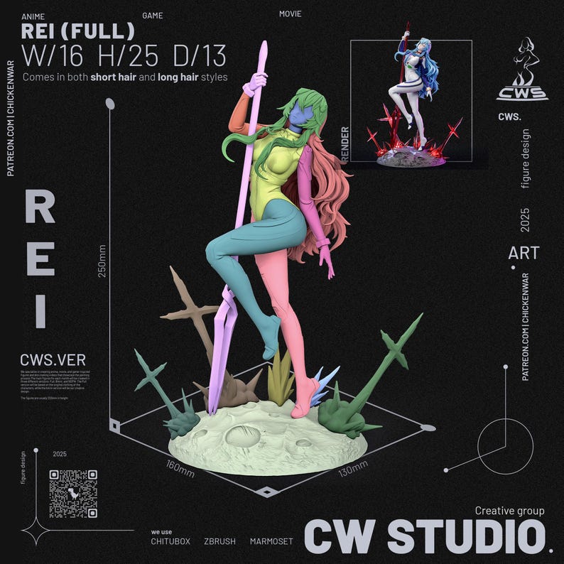 Rei Ayanami — Neon Genesis Evangelion | 1/8 1/6 Scale Resin Figure | 3D Printed Fan Art | Unpainted Garage Kit | Collector Statue Gift image 8