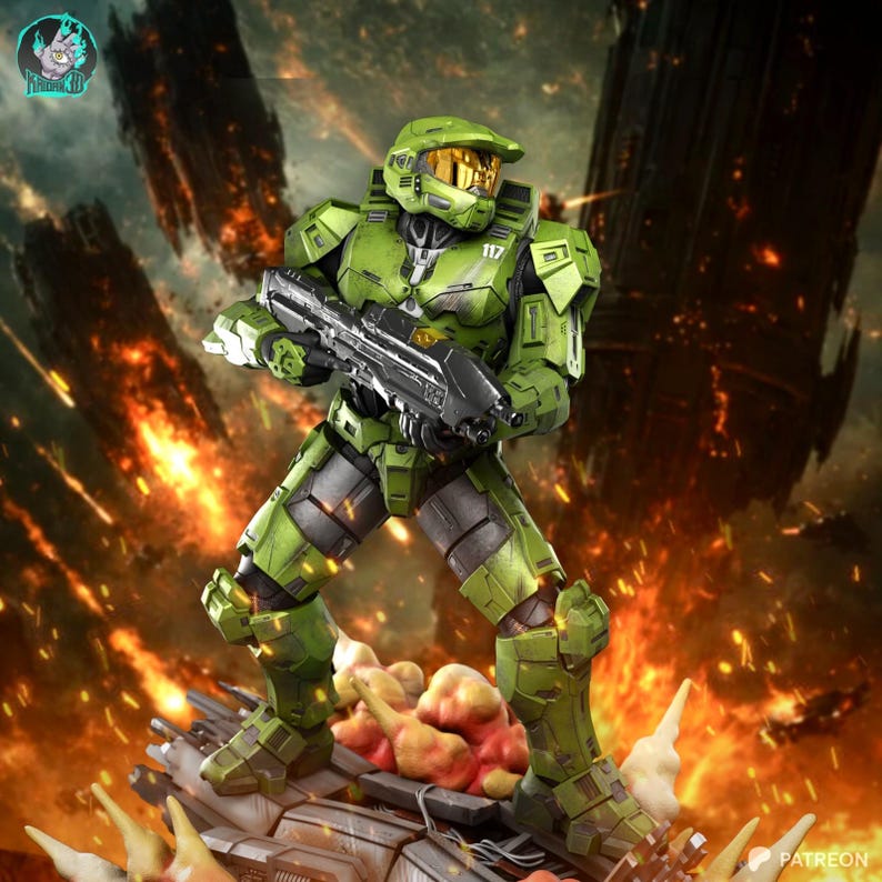 Master Chief Halo Resin Figure – 3D Printed Fan Art Collector Statue (1/8 1/6 Scale) | Collector Gift image 3