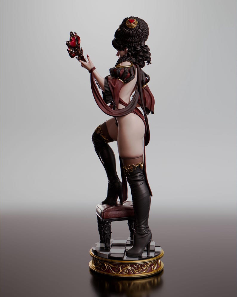 Queen of Hearts Resin Figure – Alice in Wonderland Fan Art Statue (1/8 1/6 Scale) | Collector Gift image 5