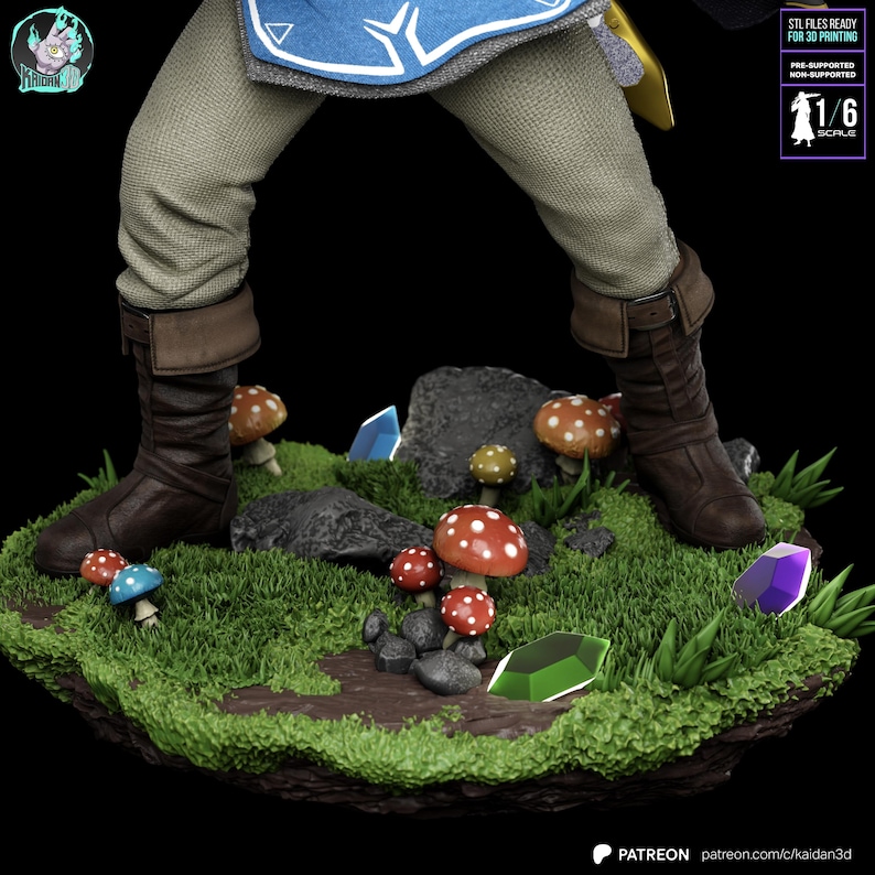 Link — The Legend of Zelda | Figura em resina em escala 1/8 ou 1/6 | Sem pintura ou pintada à mão | Arte de fã impressa em 3D | Presente para colecionadores imagem 3