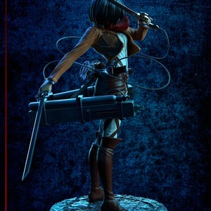 Figura de resina de Mikasa Ackerman de Attack on Titan – Escala 1/8 1/6 Estatua de fan art impresa en 3D / Regalo de coleccionista imagen 3