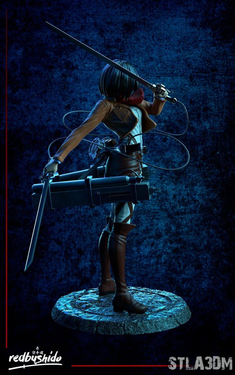 Figura de resina de Mikasa Ackerman de Attack on Titan – Escala 1/8 1/6 Estatua de fan art impresa en 3D / Regalo de coleccionista imagen 3
