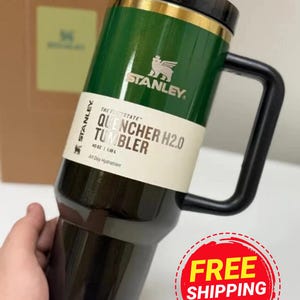 Green 40oz Quencher Tumbler, Flowstate H2.0 Stanley Cup with Straw, Insulated Travel Mug with Handle, 40oz Stanley Cup Gift image 2