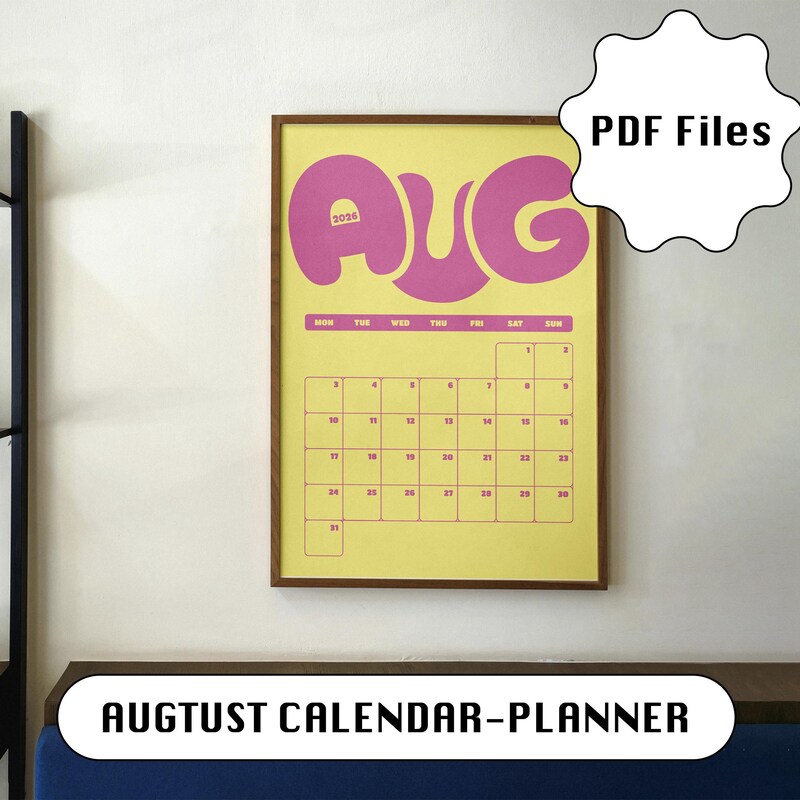 August 2026 Portrait Calendar - Etsy