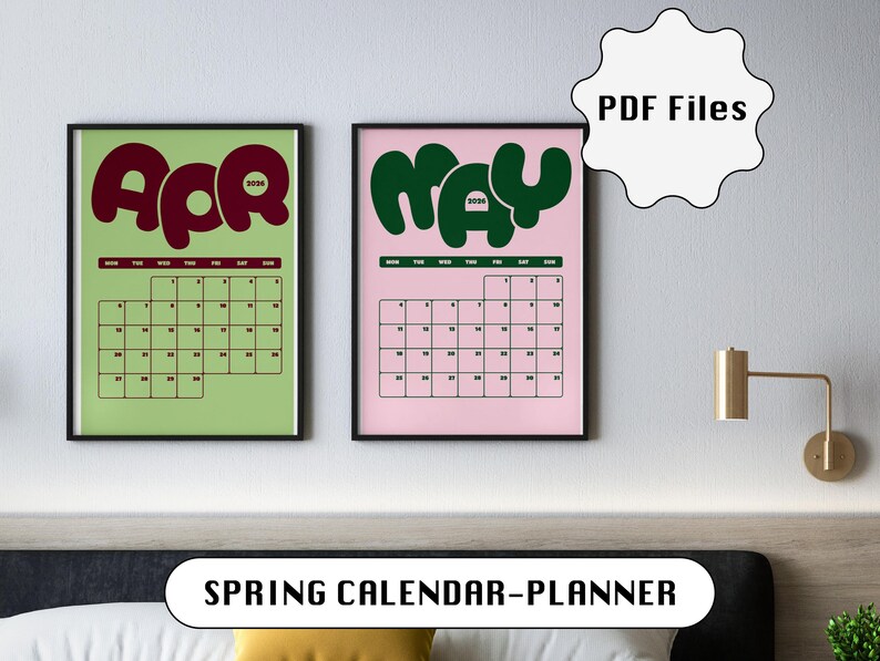 2026 Spring Calendar Planner, Colorful Vertical Monthly (A4/A3 PDF) - Etsy