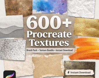 600+ Procreate Texture Bundle | Grain, Paper, Canvas & Brush Textures for iPad