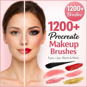 Pacchetto di oltre 1200 pennelli per il trucco Procreate / Set di pennelli di bellezza per artisti digitali / Occhi, labbra, fard e contouring / Download immediato