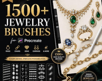 1500+ Procreate Jewelry Brushes, Jewelry Design Brush Set, Rings, Chains, Gems & Earrings, Digital Jewelry Making Mega Bundle