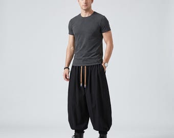Men's Cotton Harem Pants: Loose Fit, Breathable, Casual Daily Wear