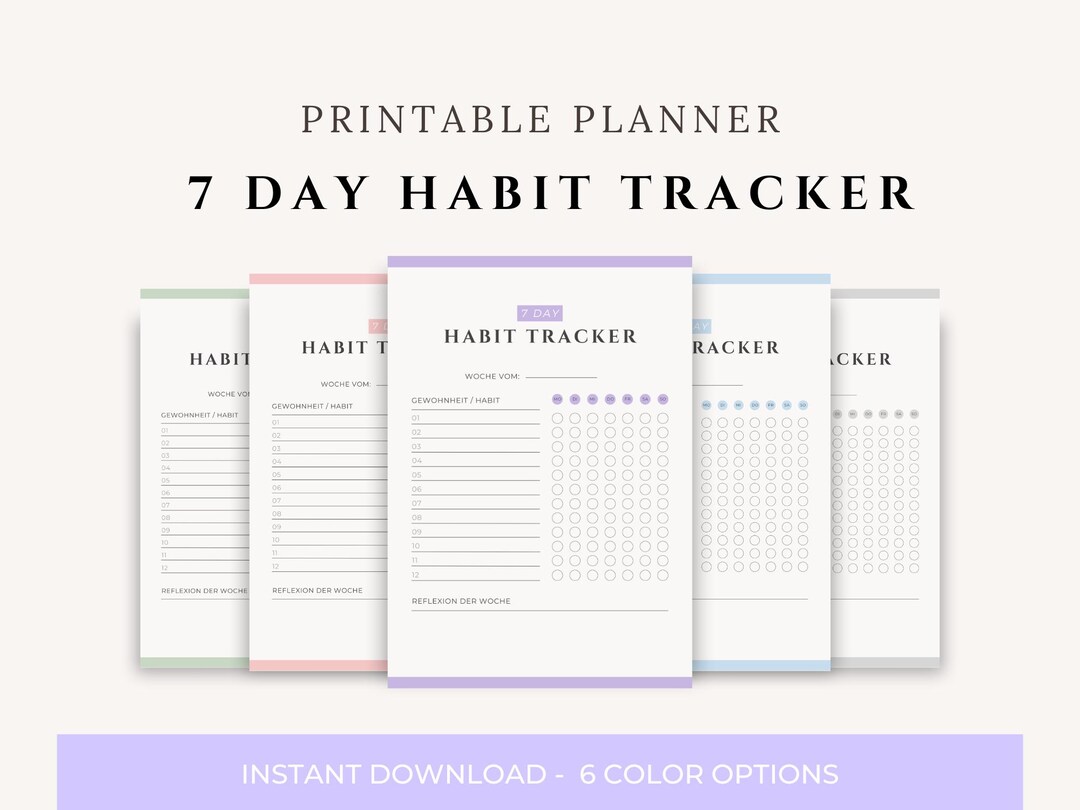 7 Day Habit Tracker Printable, Weekly Habit Tracker PDF, Minimalist ...