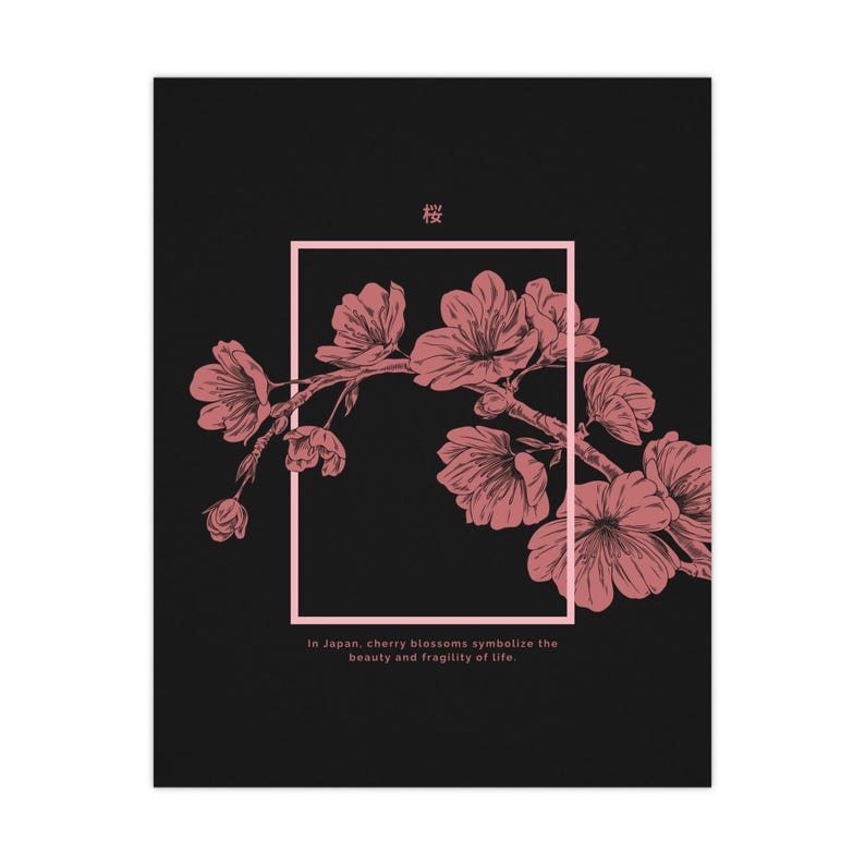 Japanese Sakura Cherry Blossom Poster - Pink Floral Wall Art - Japandi ...
