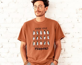 Comfort Colors® Know Your Penguins Shirt, Penguin Species Chart Tee, Penguin Lover Gift, Educational Penguin Shirt, Nature Lover T-Shirt