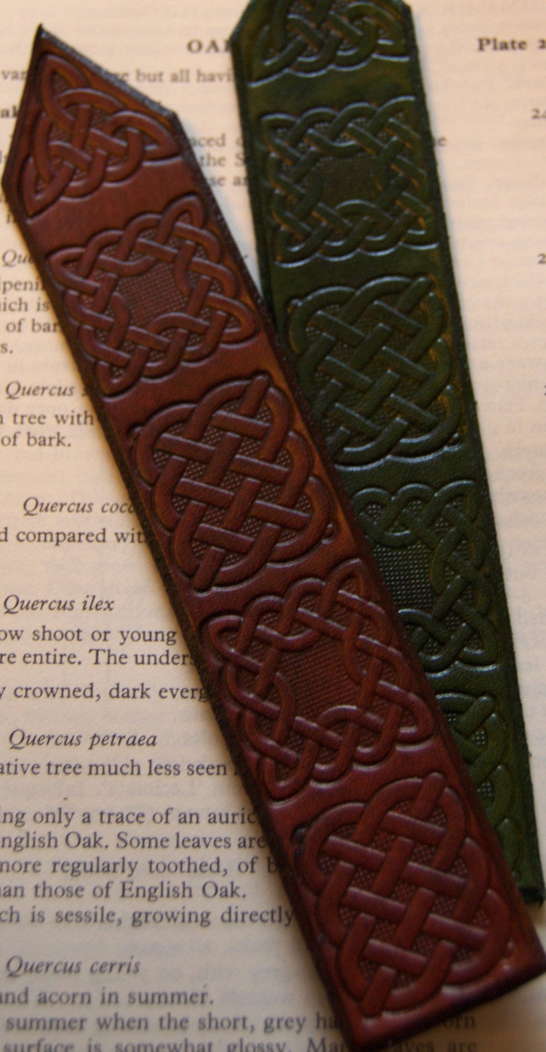 Leather Bookmark Handmade with Celtic knot design Brown or Etsy