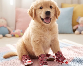 Soft Denim Dog Sneakers: Adjustable Paw Protection for Small Medium Pets
