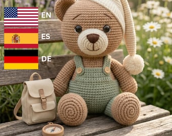 Crochet Teddy Bear Pattern PDF, Chenille Plush Amigurumi Toy Tutorial (Instant Download)