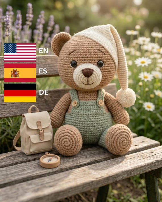 Crochet Teddy Bear Pattern PDF, Chenille Plush Amigurumi Toy Tutorial (Instant Download)