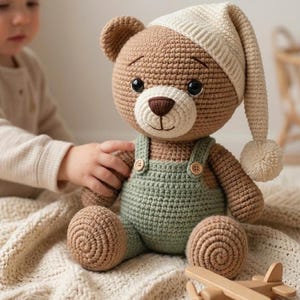 Crochet Teddy Bear Pattern PDF, Chenille Plush Amigurumi Toy Tutorial (Instant Download) image 3